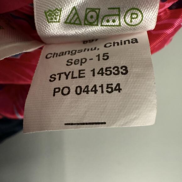 Lilly Pulitzer Vest Womens Large Navy Quilted Puffer Down Pink Print Lining - Picture 8 of 11